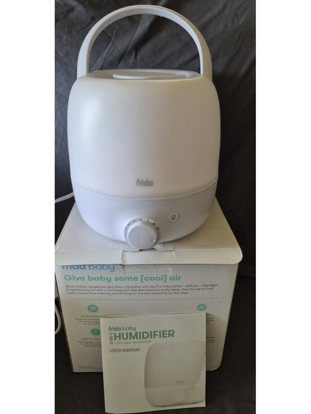 Frida Baby 3-in-1 Cool Mist Humidifier ~ Diffuser / Night Light ~ Top Fill